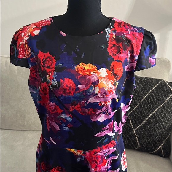 Betsey Johnson Black Dress with Red and Purple Floral Print - Picture 3 of 5